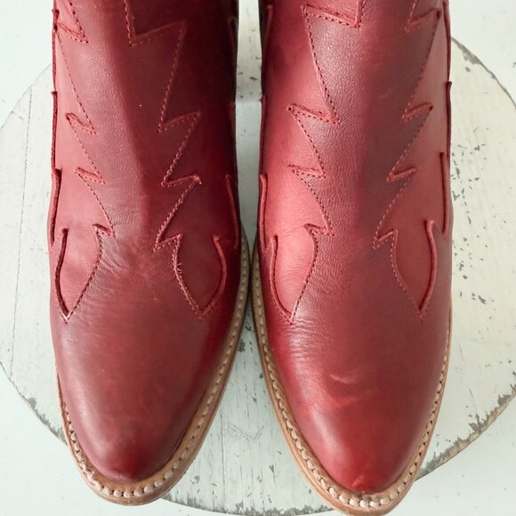 Lane CHELSEA Womens Cowboy Booties Western Red Short Ankle Boots Womens Size 8.5 - Picture 7 of 15